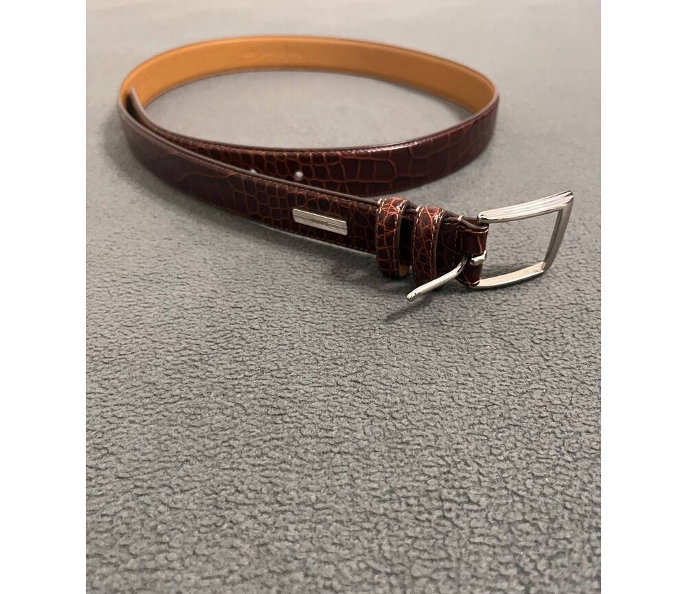 Polo Ralph Lauren Leather Belt Mens Sz 40 Brown Crocodile Embossed Western NWOT